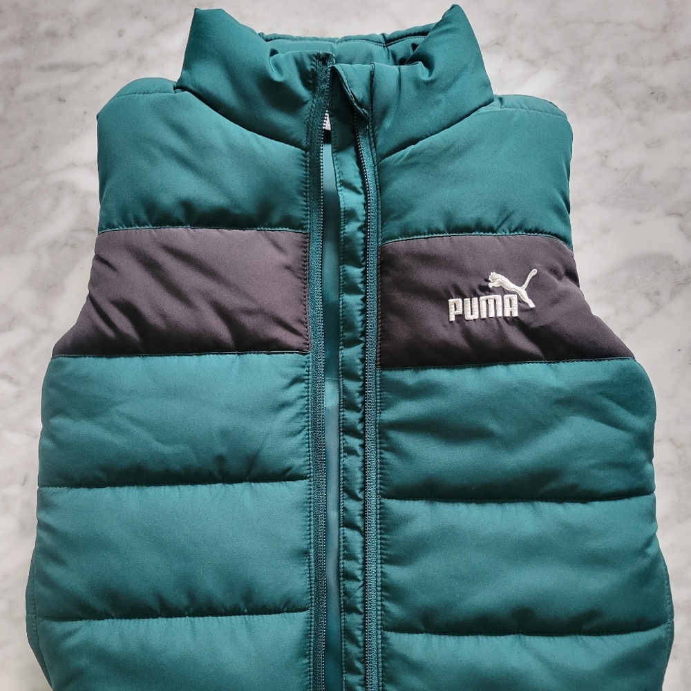 Puma Turquoise and Charcoal Puffer Vest